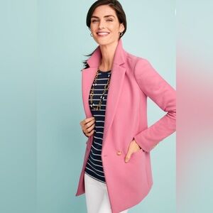 Talbots Pink Single-Breasted Tailored Blazer with Gold Buttons